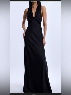 NWT $398 BGBGMaxAzria Black Demi Black Tie Gown, Twist Front & Back Size 10